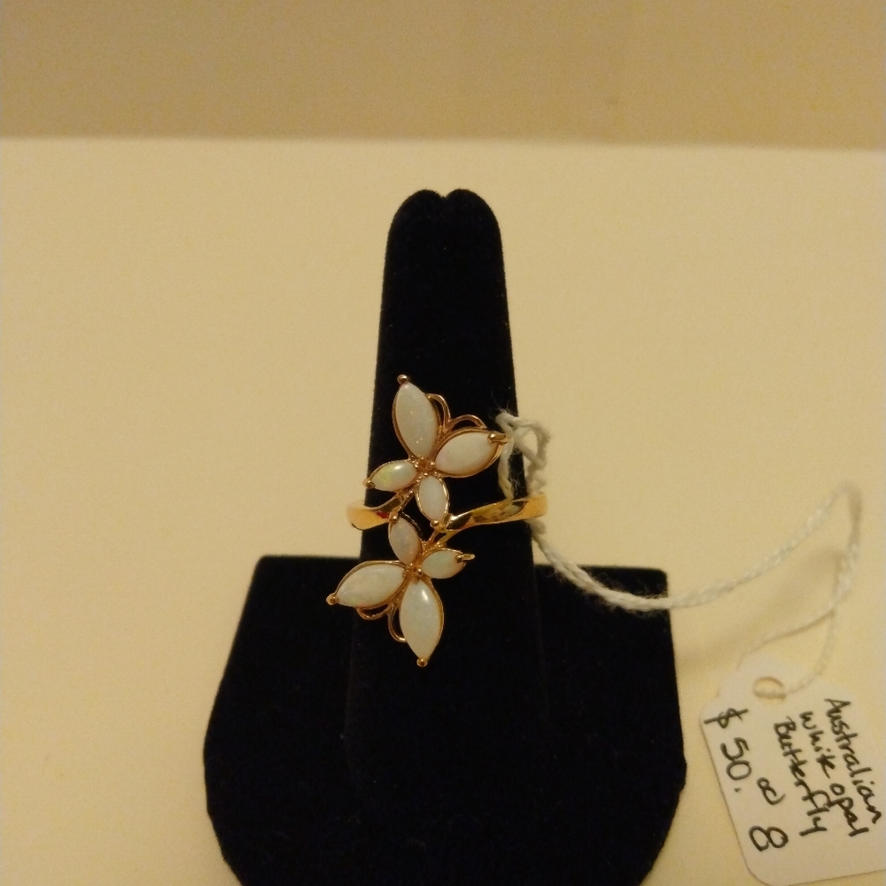 Australian white opal butterfly ring. New. Size 8. - Picture 1 of 2